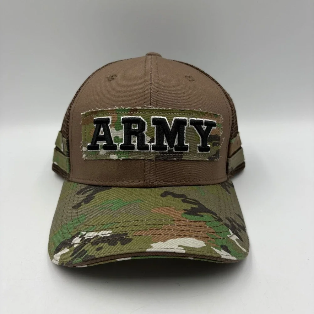 Mens Army Camouflage Trucker‎ Hat Mesh Back Embroidered Patch Baseball Cap